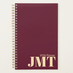 Simple Wine and Peach Monogram 2025 Planner