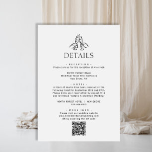 Simple Wine Cheers Qr Code Wedding Details Enclosure Card