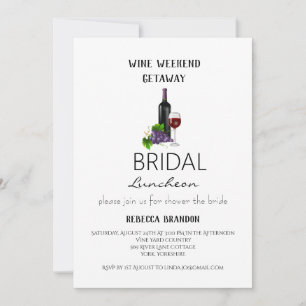 Simple Wine Weekend Getaway Bridal Luncheon Invitation