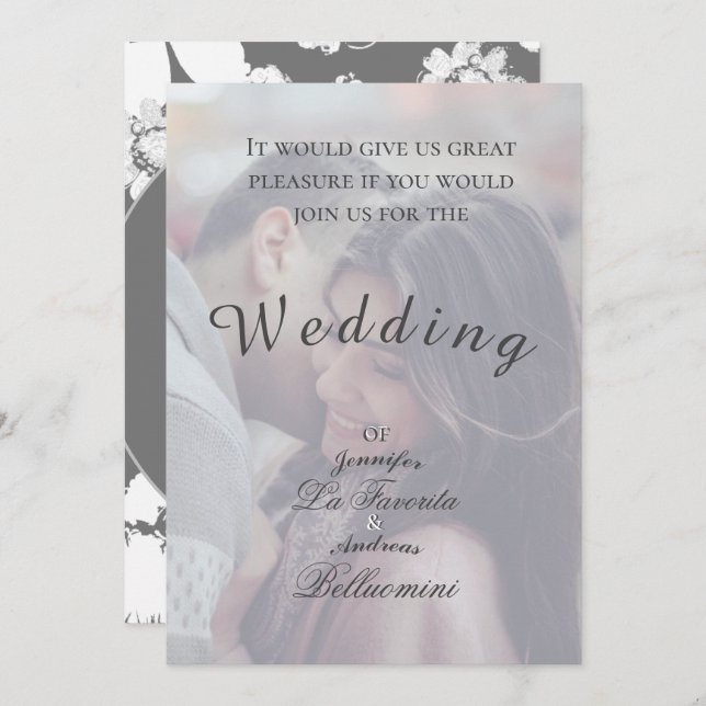 Simple Winter Floral Wedding & Photo Invite (Front/Back)