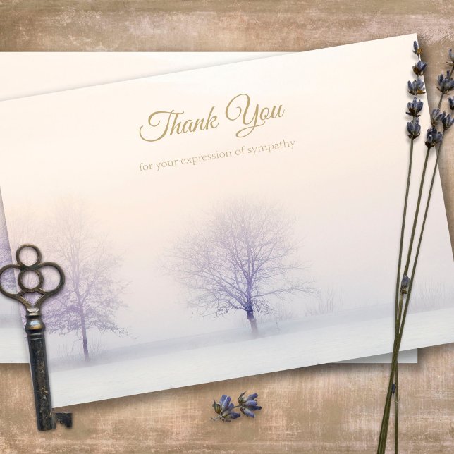 Simple Winter Photo Sympathy Funeral Thank You Card (Sympathy Photo Celebration of Life, In Loving Memory, Forever in our Hearts Funeral thank you cards)