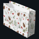 Simple Winter Pine Berry Watercolor Christmas Large Gift Bag<br><div class="desc">Looking for a modern and simple gift bag that is both festive and stylish? Look no further than our Simple Winter Pine Berry Watercolor Christmas Large Gift Bag! This beautiful bag is hand painted with pine cones, berries and festive greenery in a watercolor style pattern. The pattern is beautiful and...</div>