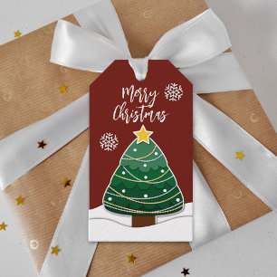 Simple Winter Snowflakes Christmas Holiday Red Gift Tags