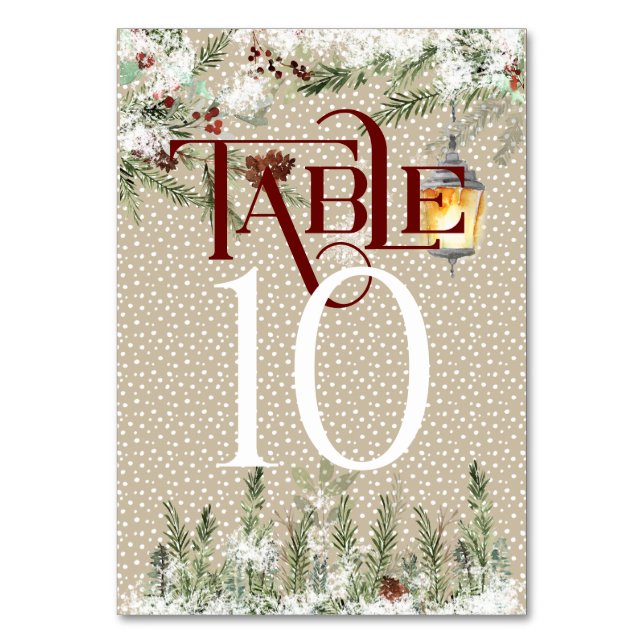Simple Winter Wedding Reception Table #10 Number (Front)