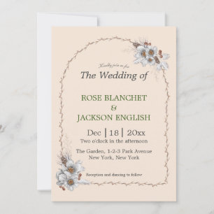 Simple Winter Wedding White Flowers Invitation