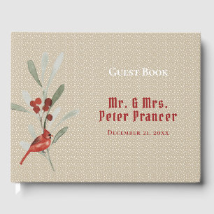 Simple Winter with Cardinal Christmas Wedding Guest Book