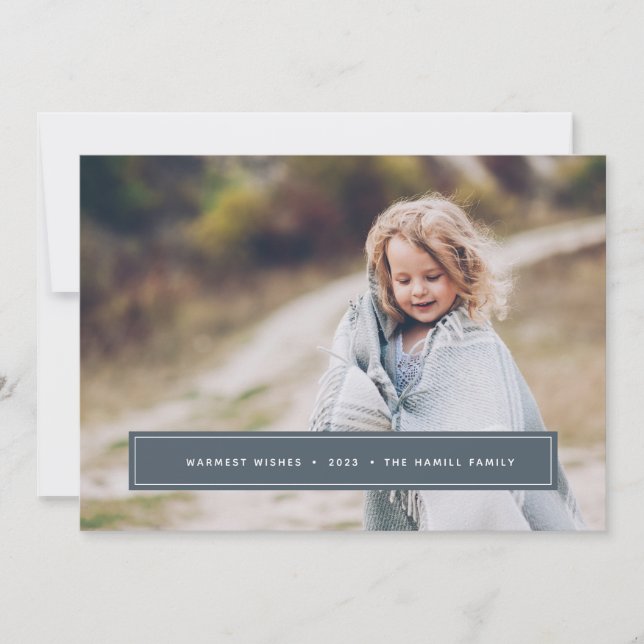 Simple Wish Full Photo Christmas Card | Smoke (Front)