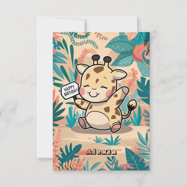 Simple Wishes Giraffe Birthday  Card (Front)