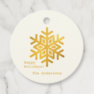 Simple Wishes • Minimal Gold Snowflake Christmas Favour Tags