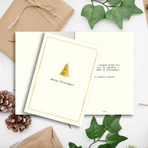 Simple Wishes • Minimalist Gold Christmas Tree Holiday Card