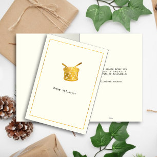 Simple Wishes • Minimalist Gold Drum Christmas Holiday Card
