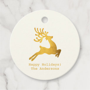 Simple Wishes • Minimalist Gold Reindeer Christmas Favour Tags