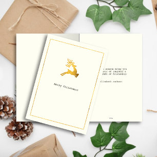 Simple Wishes • Minimalist Gold Reindeer Christmas Holiday Card
