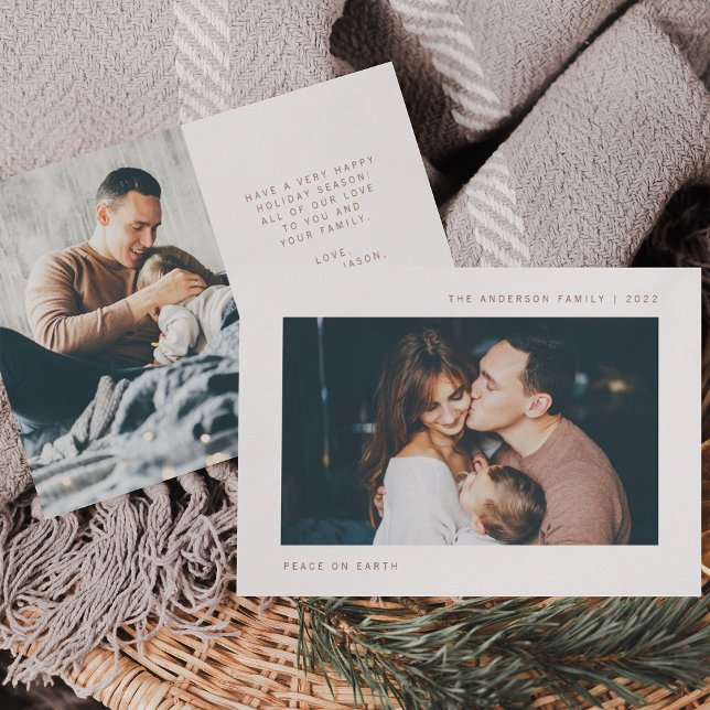 Simple Wishes | Minimalist Two Photo Holiday Card (Creator Uploaded)