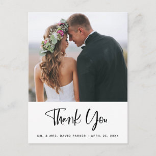 Simple Wishes   Photo Wedding Thank You Postcard