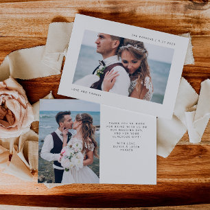 Simple Wishes Two Photo Wedding Thank You Card