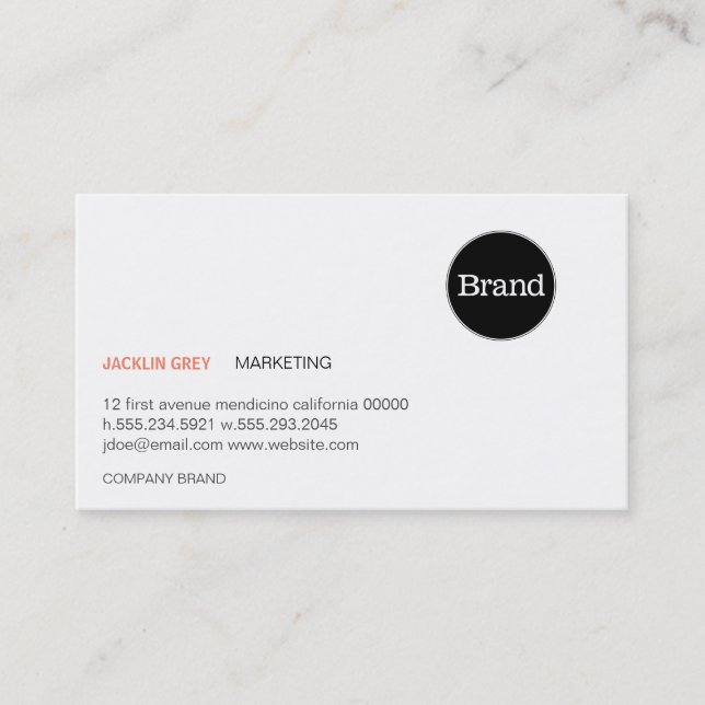 Simple with Logo (salmon) Business Card (Front)