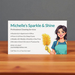 Simple Woman Teal Cleaning Service Business Card