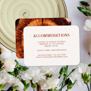 Simple Wood Rustic Wedding Hotel Accommodation Enclosure Card