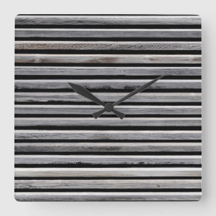 Simple Wood Stripe Fence Pattern Square Wall Clock