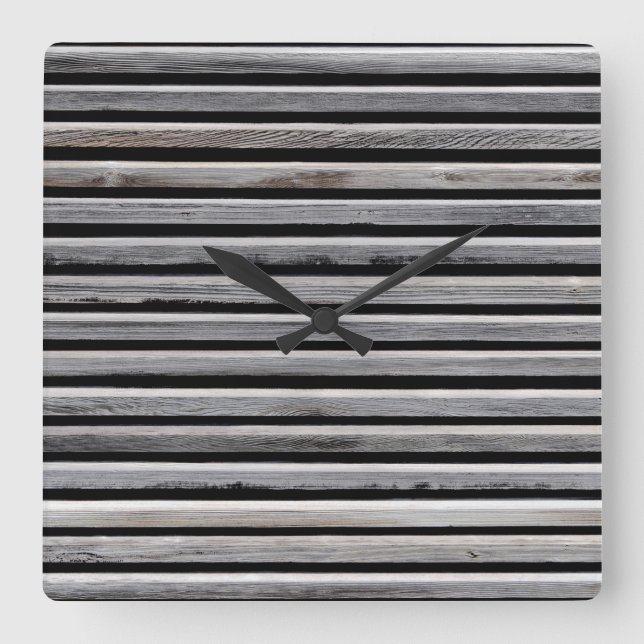 Simple Wood Stripe Fence Pattern Square Wall Clock (Front)