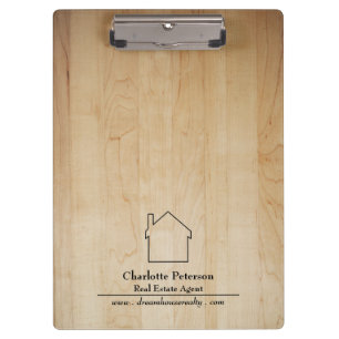 Simple Wooden Background Real Estate Agent Clipboard