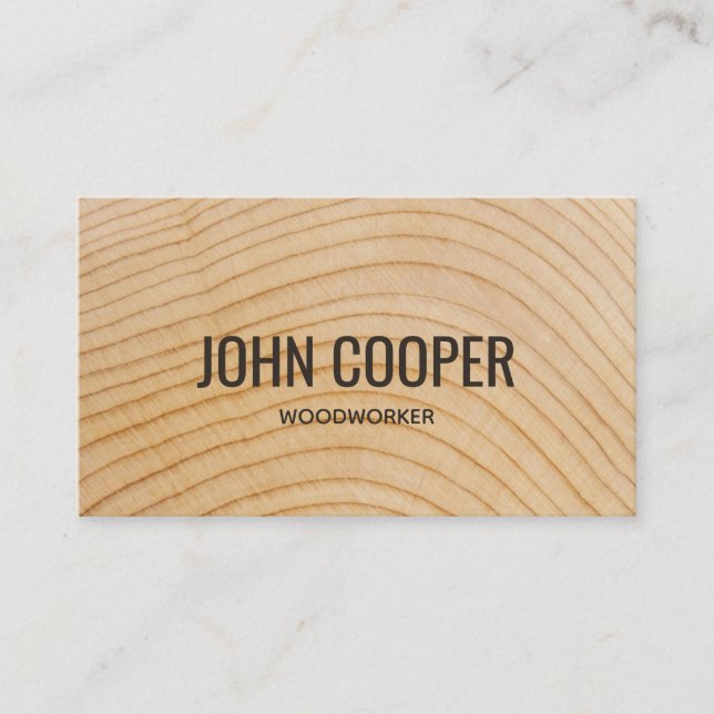 Simple Wooden Carpenter Construction Business Card (Front)