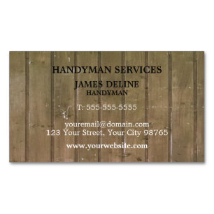 Simple Wooden Plank Handyman Magnetic Business Card