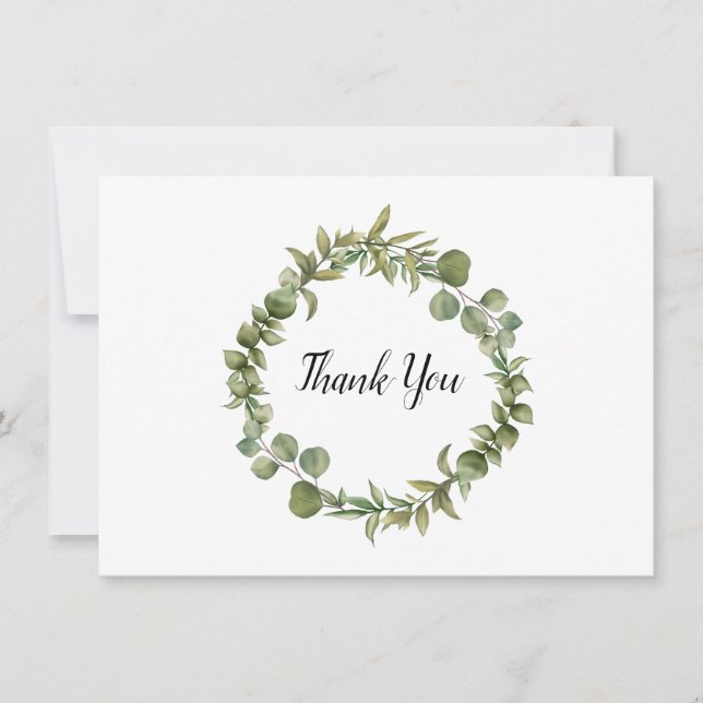 Simple Woodland Eucalyptus Greenery Thank You Card (Front)