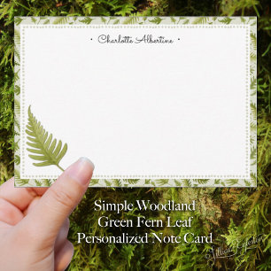 Simple Woodland Green Fern Leaf Personalised Card