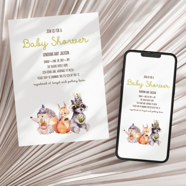 Simple Woodland Rustic Baby Shower Invitation (Creator Uploaded)