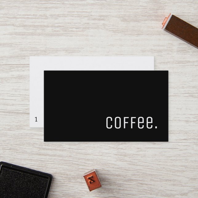 Simple Word Dark Loyalty Coffee Punch-Card Unica Card (Front/Back In Situ)