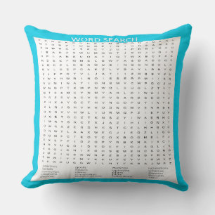 Simple Word Search on Aqua Color Border Cushion