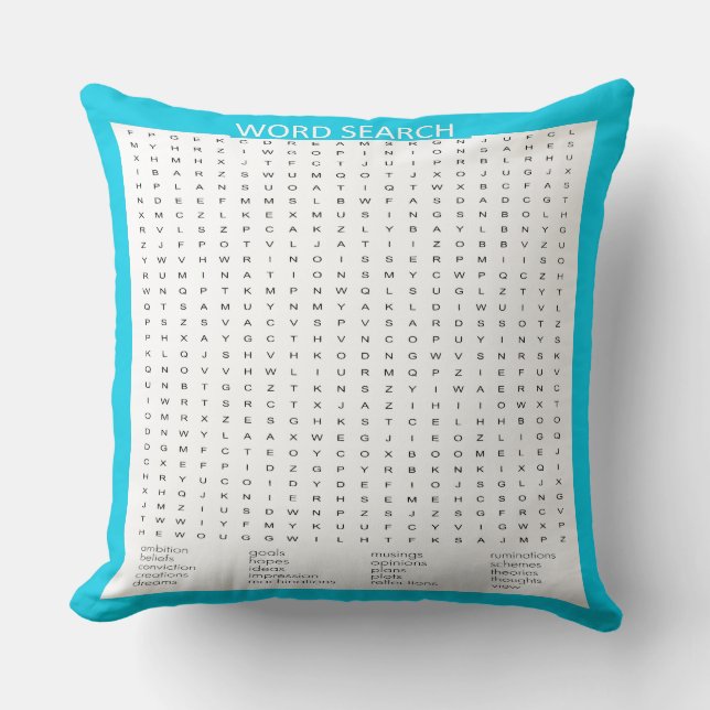 Simple Word Search on Aqua Colour Border Cushion (Front)