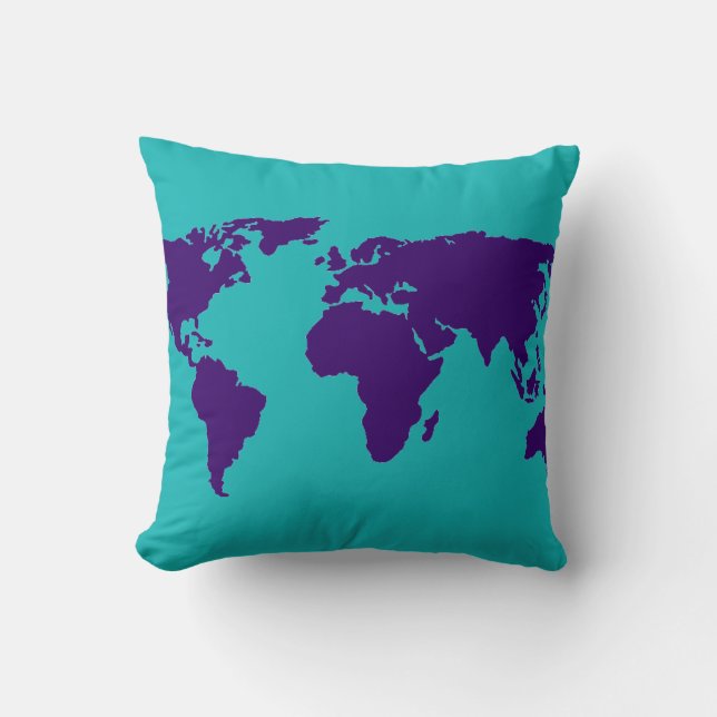 Simple World Map Decor Cushion (Front)