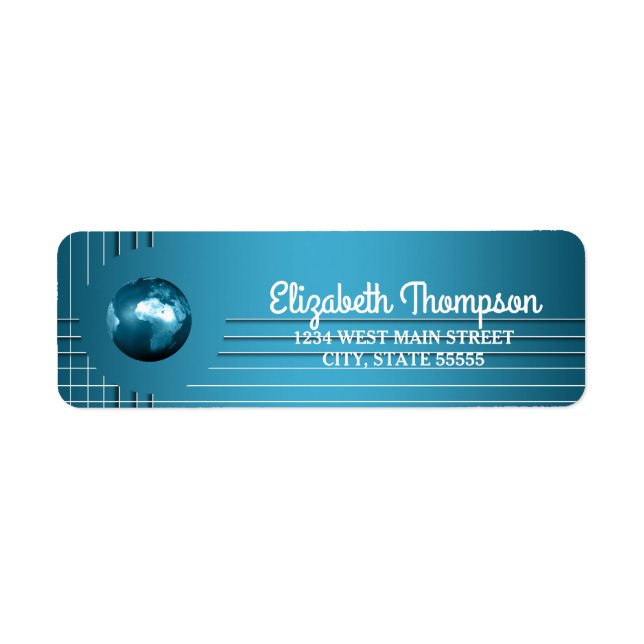 Simple World Travel Globe Return Label (Front)