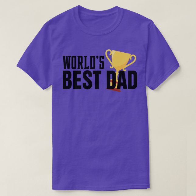 Simple Worlds Best Dad Typography with Trophy T-Shirt (Design Front)