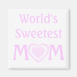 Simple World's Sweetest MOM with Pink Love Hearts Magnet