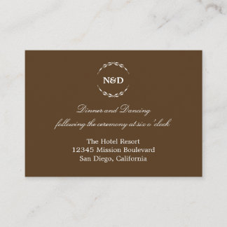 Simple wreath brown wedding reception enclosure card