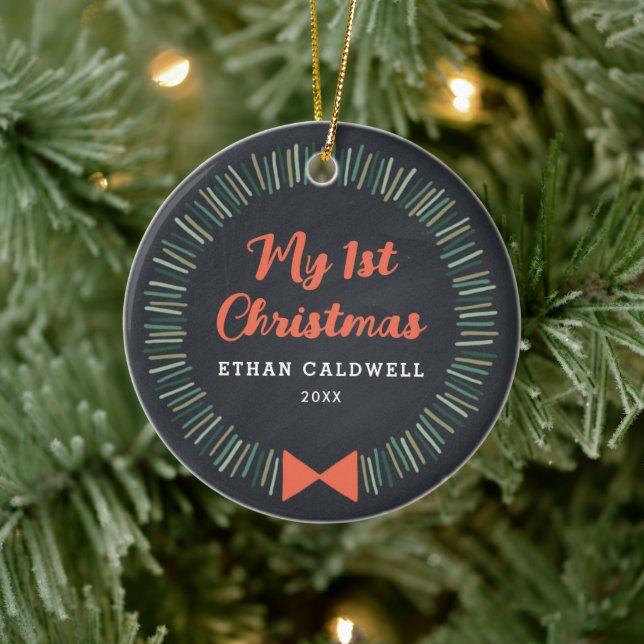 Simple Wreath First Christmas Ornament - Slate (Tree)