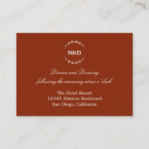 Simple wreath red wedding reception enclosure card