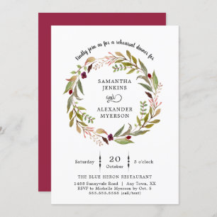 Simple Wreath Wedding rehearsal dinner invitation
