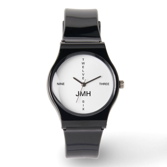 Simple written numbers with name initials watch (Front)
