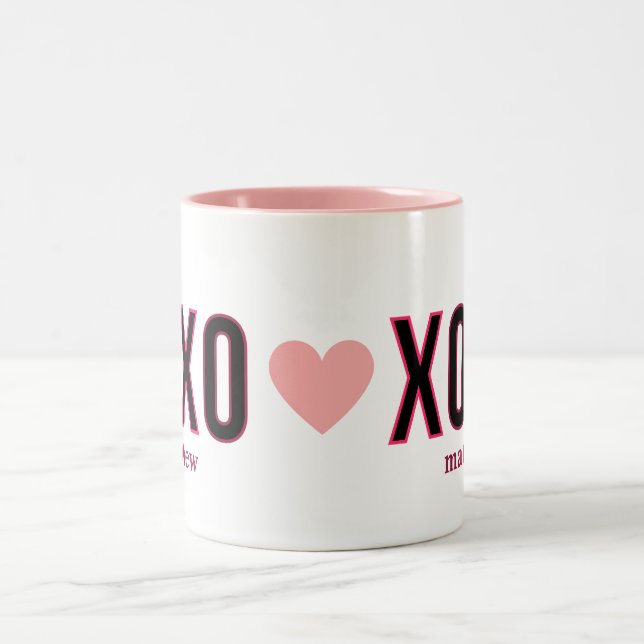 Simple Xoxo Workout Cute Valentines Day  Two-Tone Coffee Mug (Center)