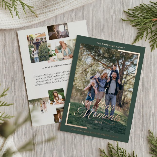 Simple Year in Moments Family Photo Christmas  (Simple Year in Moments Family Photo Christmas Foil Holiday Card)