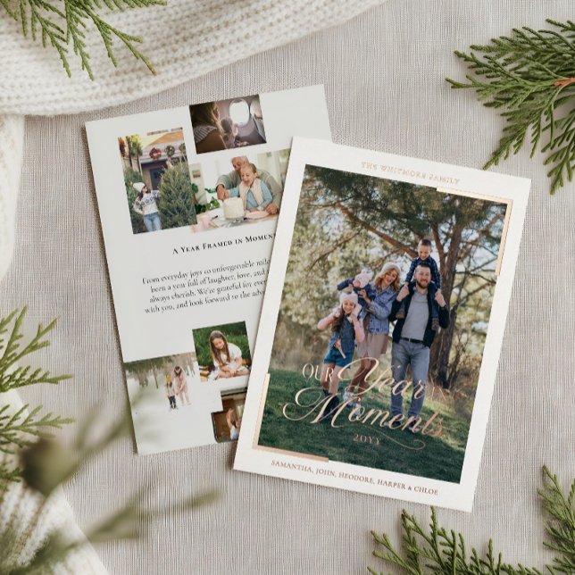 Simple Year in Moments Family Photo Christmas  (Simple Year in Moments Family Photo Christmas Foil Holiday Card)
