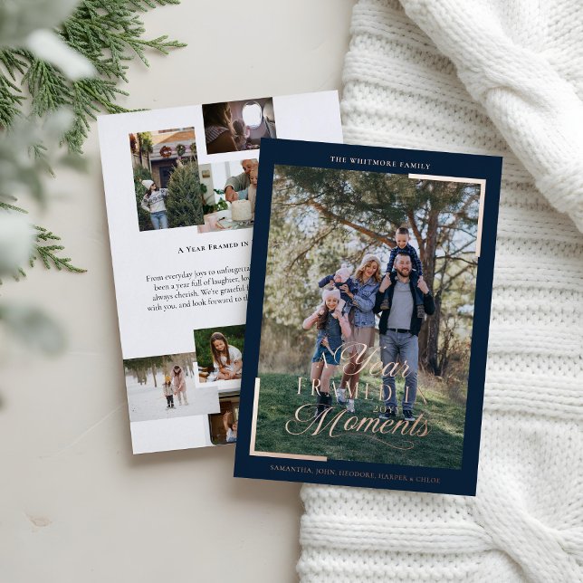 Simple Year in Moments Family Photo Christmas  (Simple Year in Moments Family Photo Christmas Foil Holiday Card)