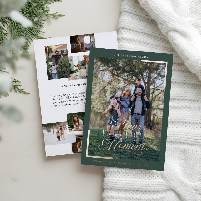 Simple Year in Moments Family Photo Christmas  (Simple Year in Moments Family Photo Christmas Foil Holiday Card)