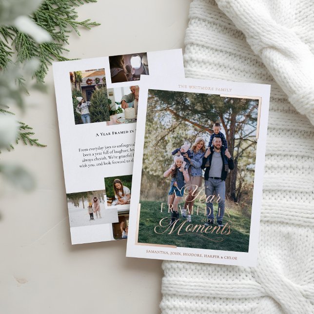 Simple Year in Moments Family Photo Christmas  (Simple Year in Moments Family Photo Christmas Foil Holiday Card)