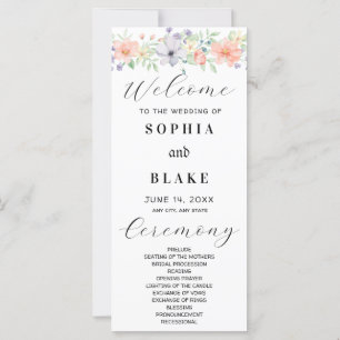 Simple Yellow and Green Floral Wedding Program